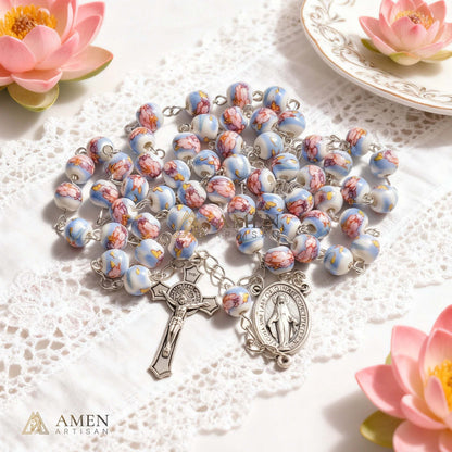 Magnolia Ceramic Rosary Amen Artisan