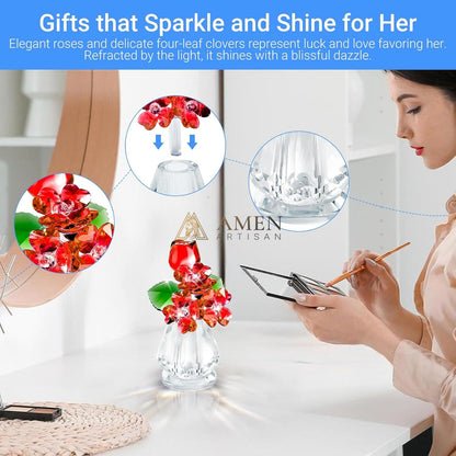 Crystal Rose Bouquet  Figurine Amen Artisan