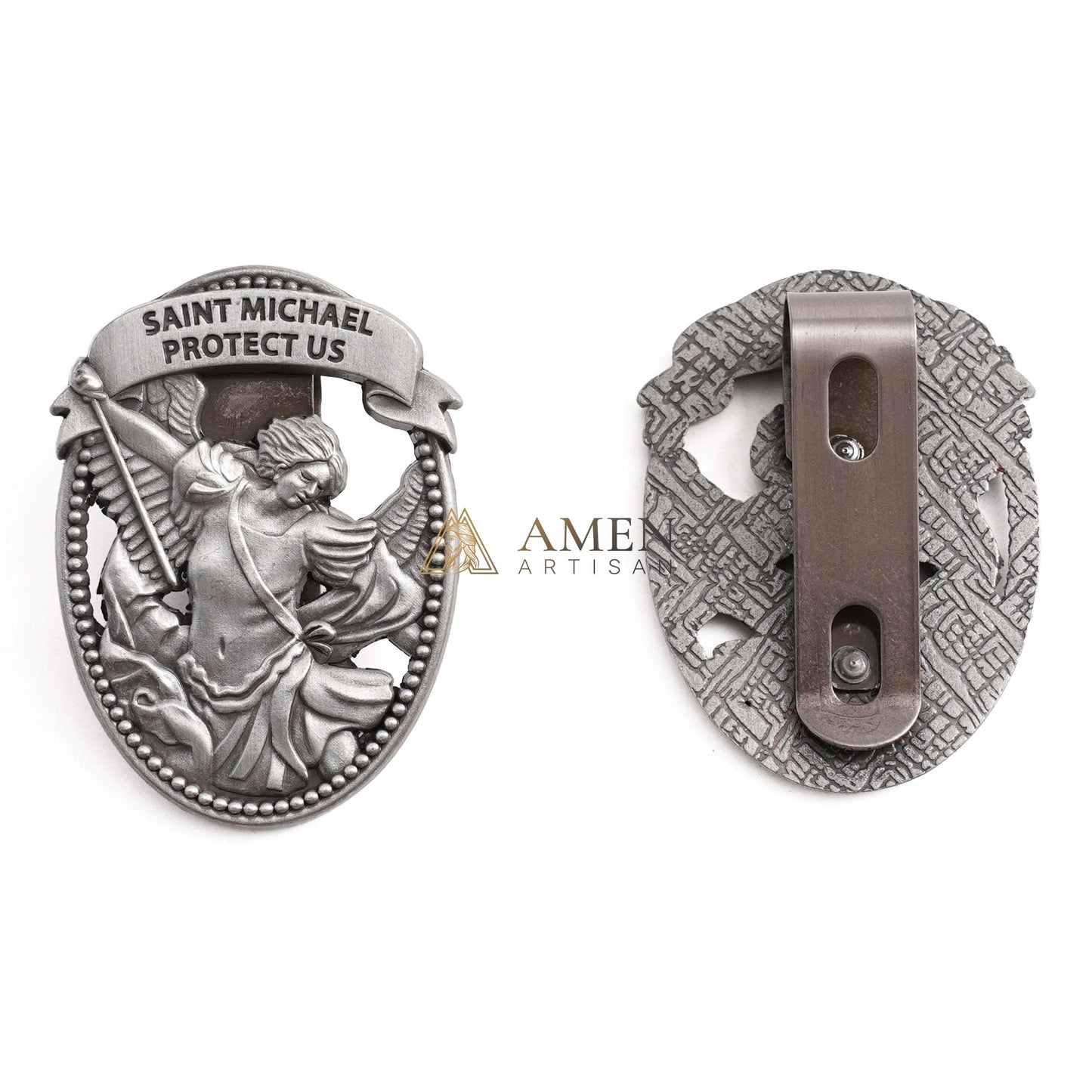 St Michael Medal Car Clip Amen Artisan