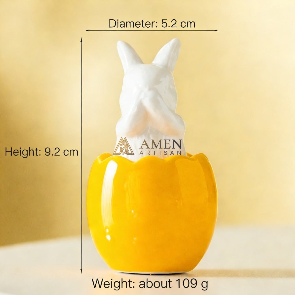 Easter Ceramic Bunny Egg Statue Amen Artisan