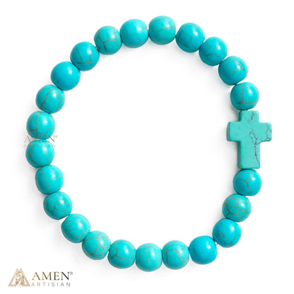 Natural Stone Cross Bracelet