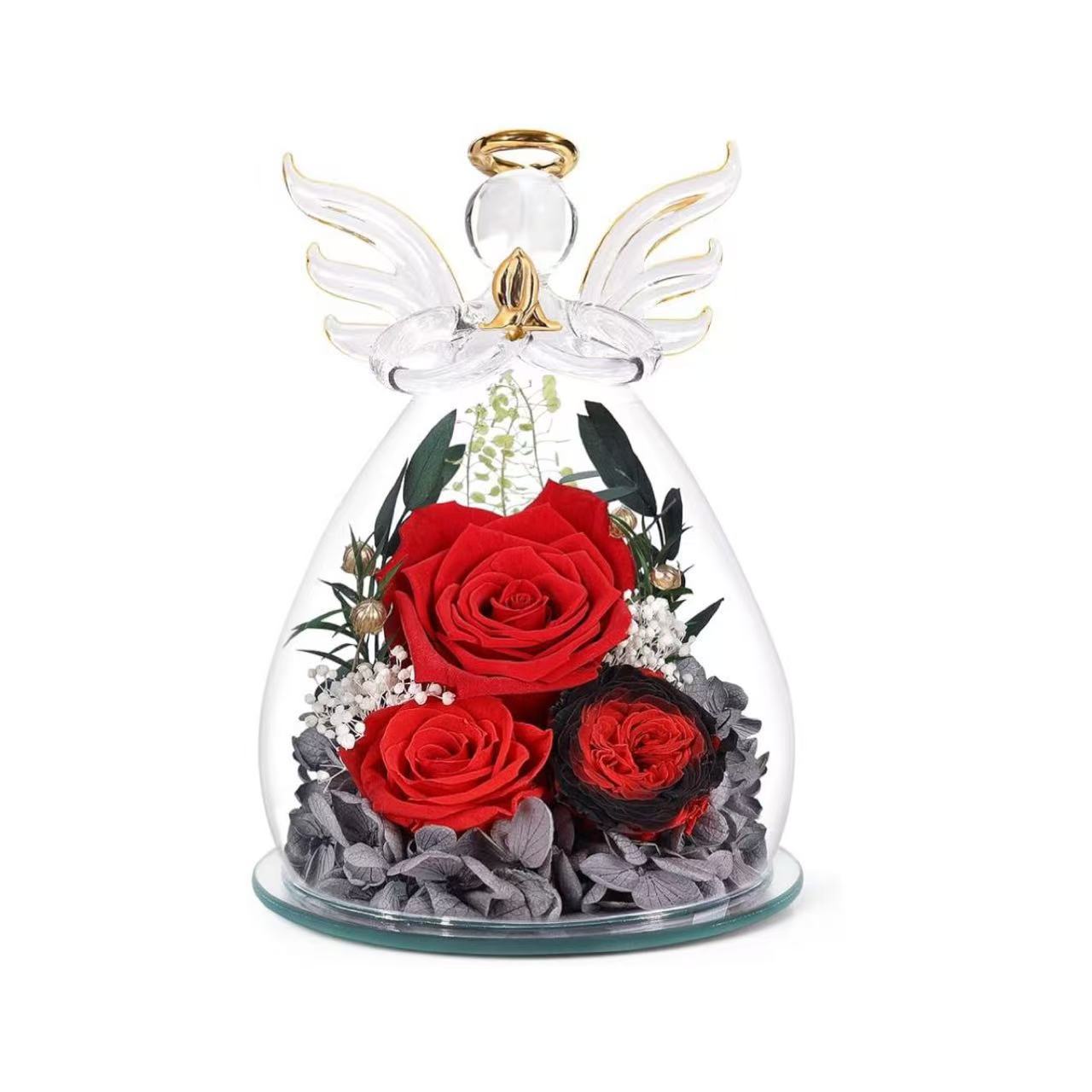 Little Angel Glass Dome with Preserved Rose Amen Artisan