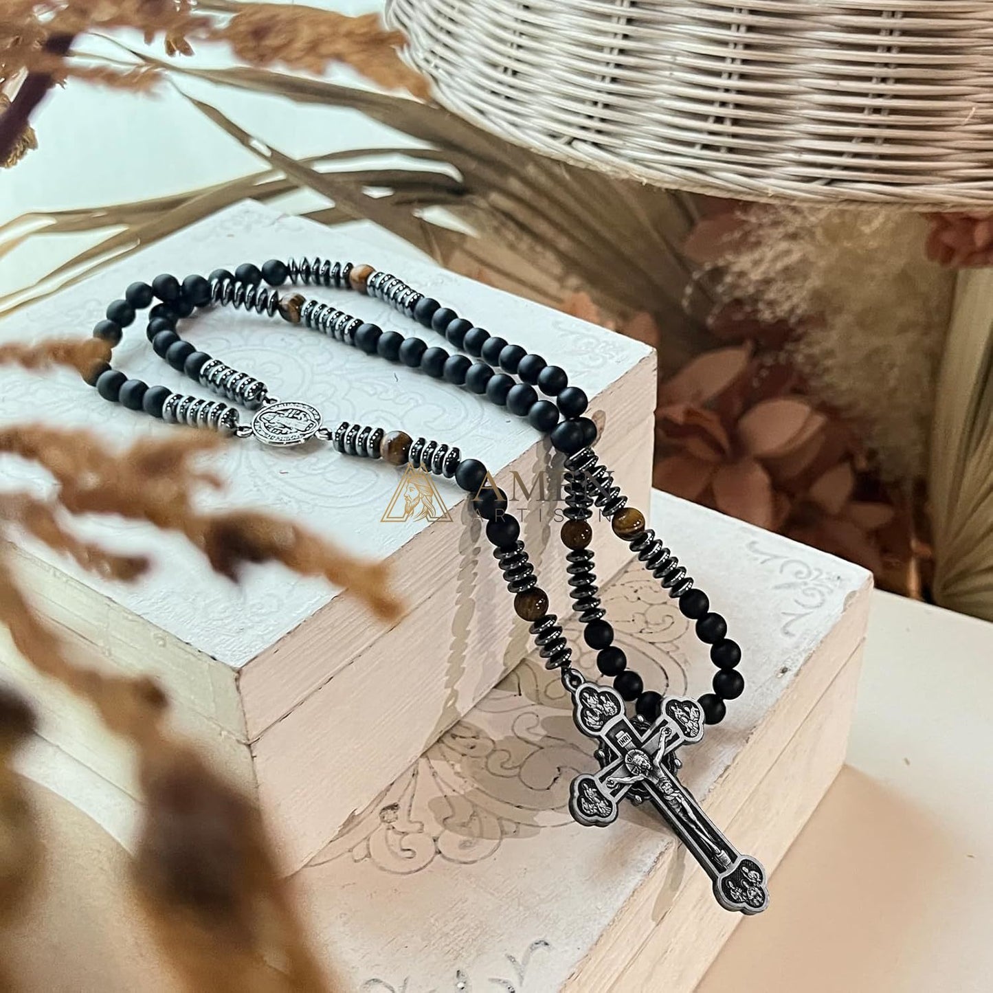 Crucifix&Saint Benedict Rosary Amen Artisan