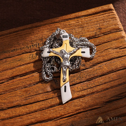 Two-Tone Jesus Crucifix Necklace - Faith & Redemption