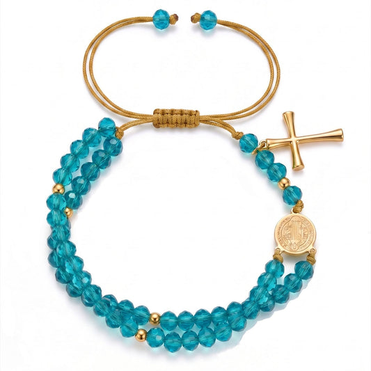 【DEAL TODAY】Adjustable St. Benedict Medal Double-Strand Bracelet with Cross Charm
