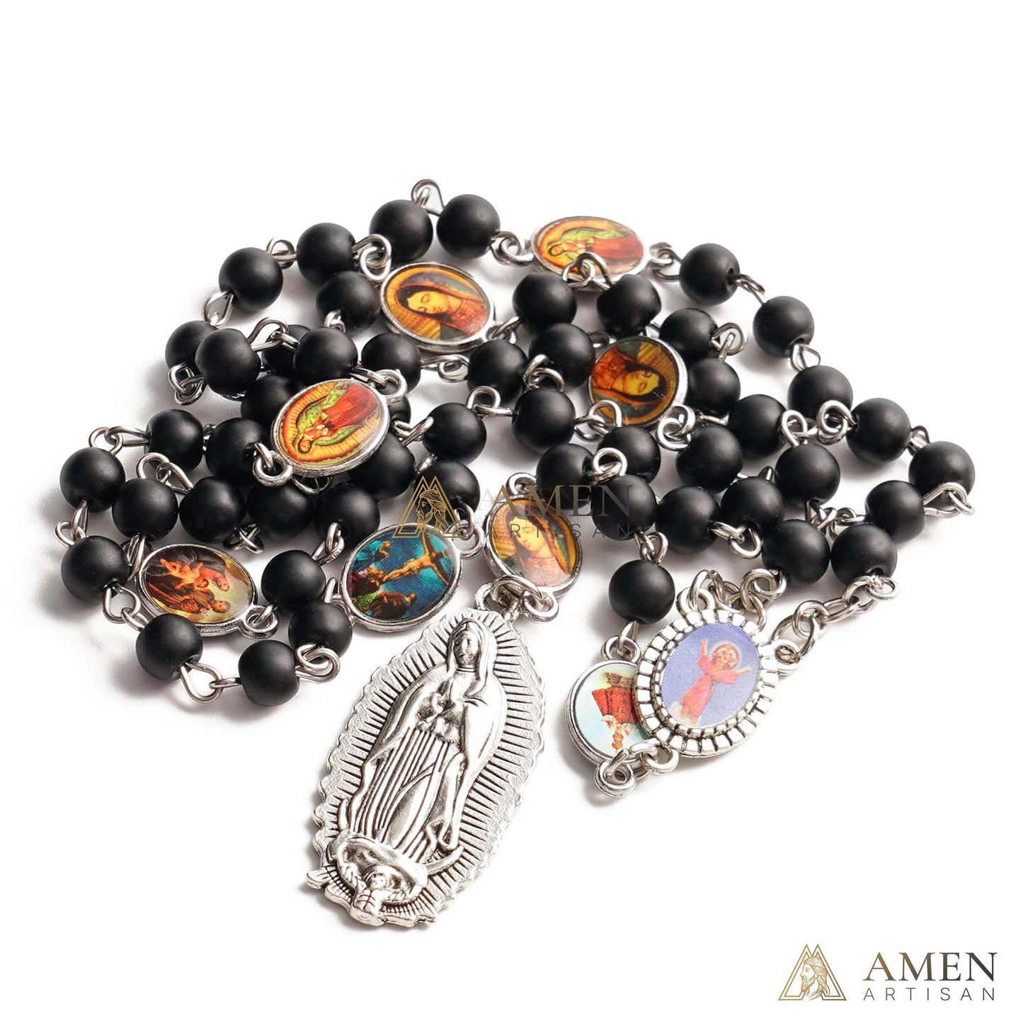Black Onyx Chaplet of the Seven Sorrows of Mary Amen Artisan