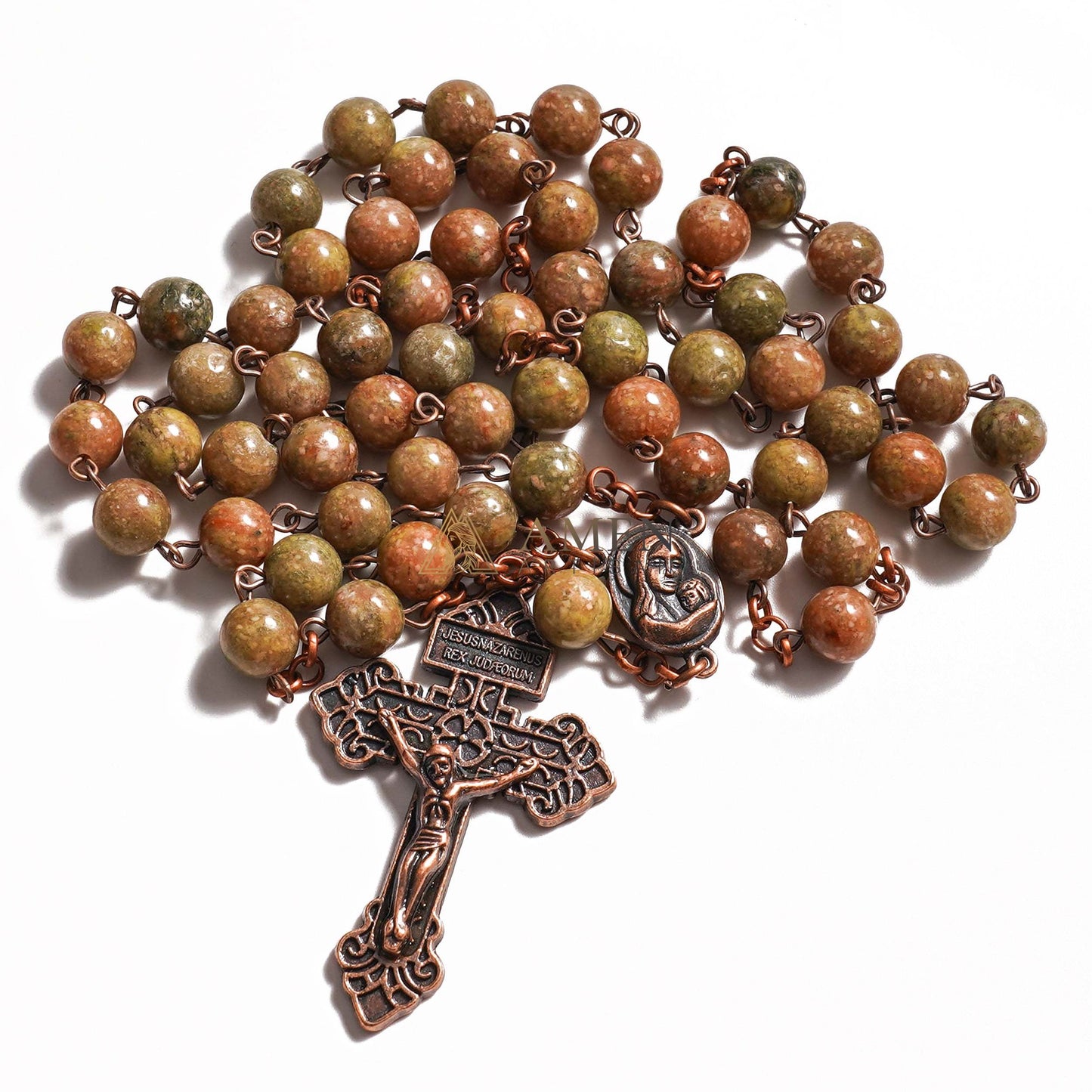 Flower Green Jasper Rosary Amen Artisan