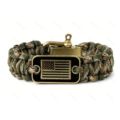 Patriotic Flag Paracord Survival Bracelet – Outdoor Tactical Style
