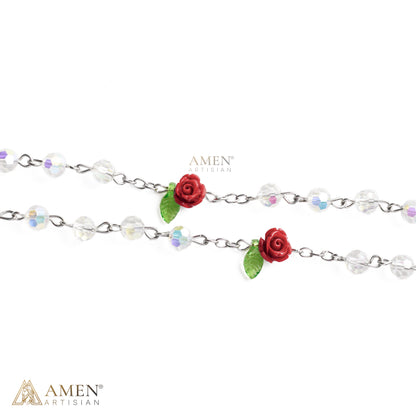 Pink Rose Miraculous Medal Rosary