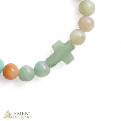 Natural Stone Cross Bracelet