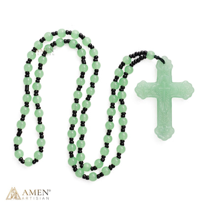 Green Glass Bead Cross Necklace — A Quiet Reminder of Faith