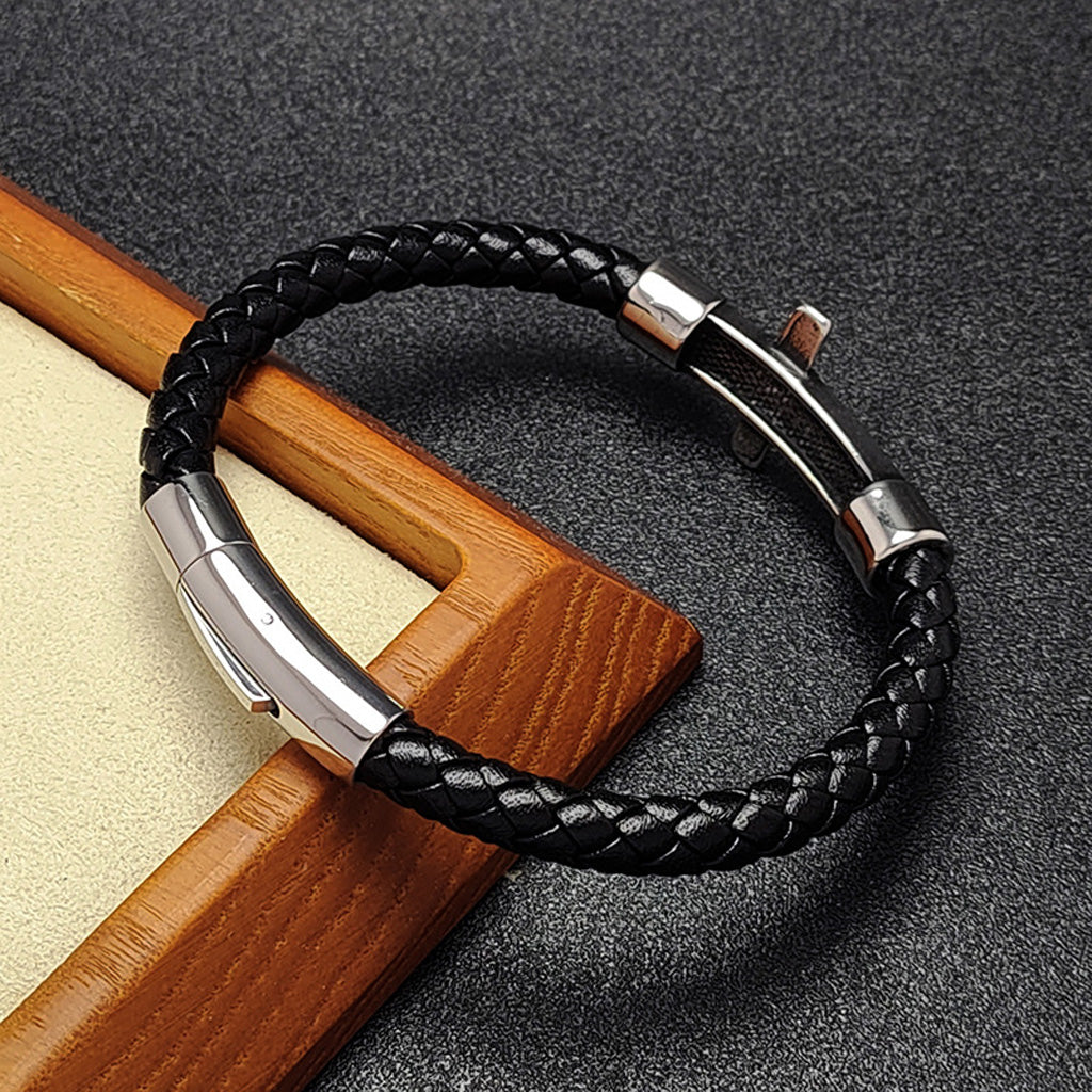 【DEAL TODAY】Black Leather Cross Bracelet with Magnetic Clasp — Daily Faith Reminder