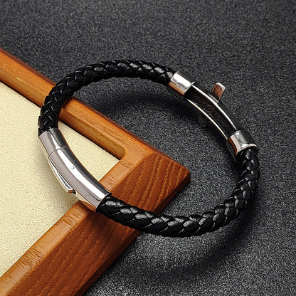 【DEAL TODAY】Black Leather Cross Bracelet with Magnetic Clasp — Daily Faith Reminder