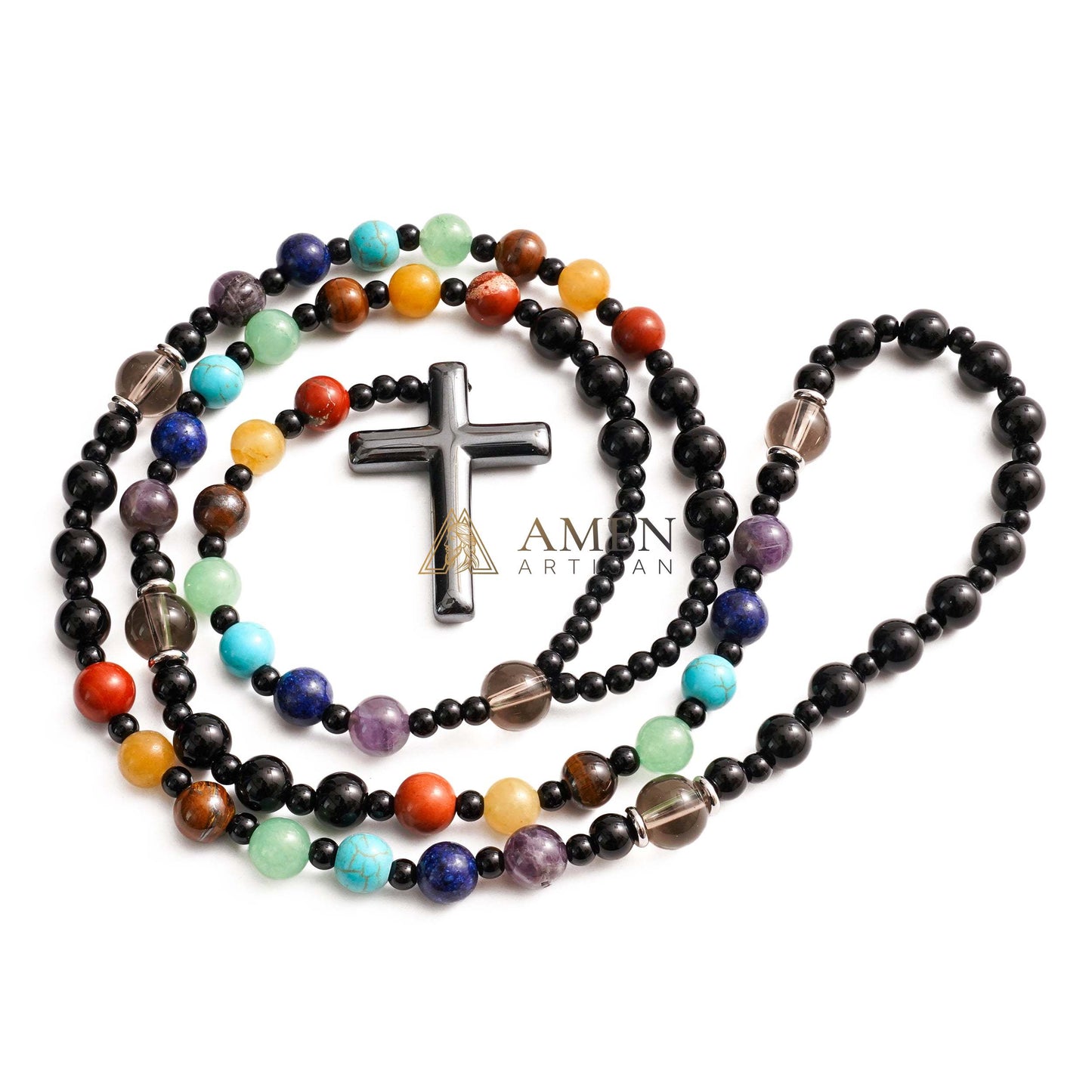 Multicolor Cross Rosary Amen Artisan