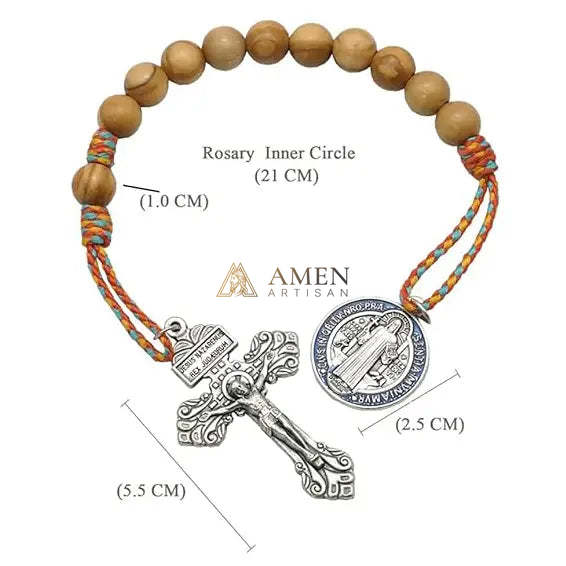Saint Benedict Medal Crucifix Pocket Rosary Amen Artisan