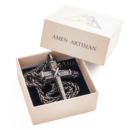 【Deal Today】Heavy Dragon Bone Chain Cross Necklace - Resilience, Faith & Sacred Protection |  Amen Artisan