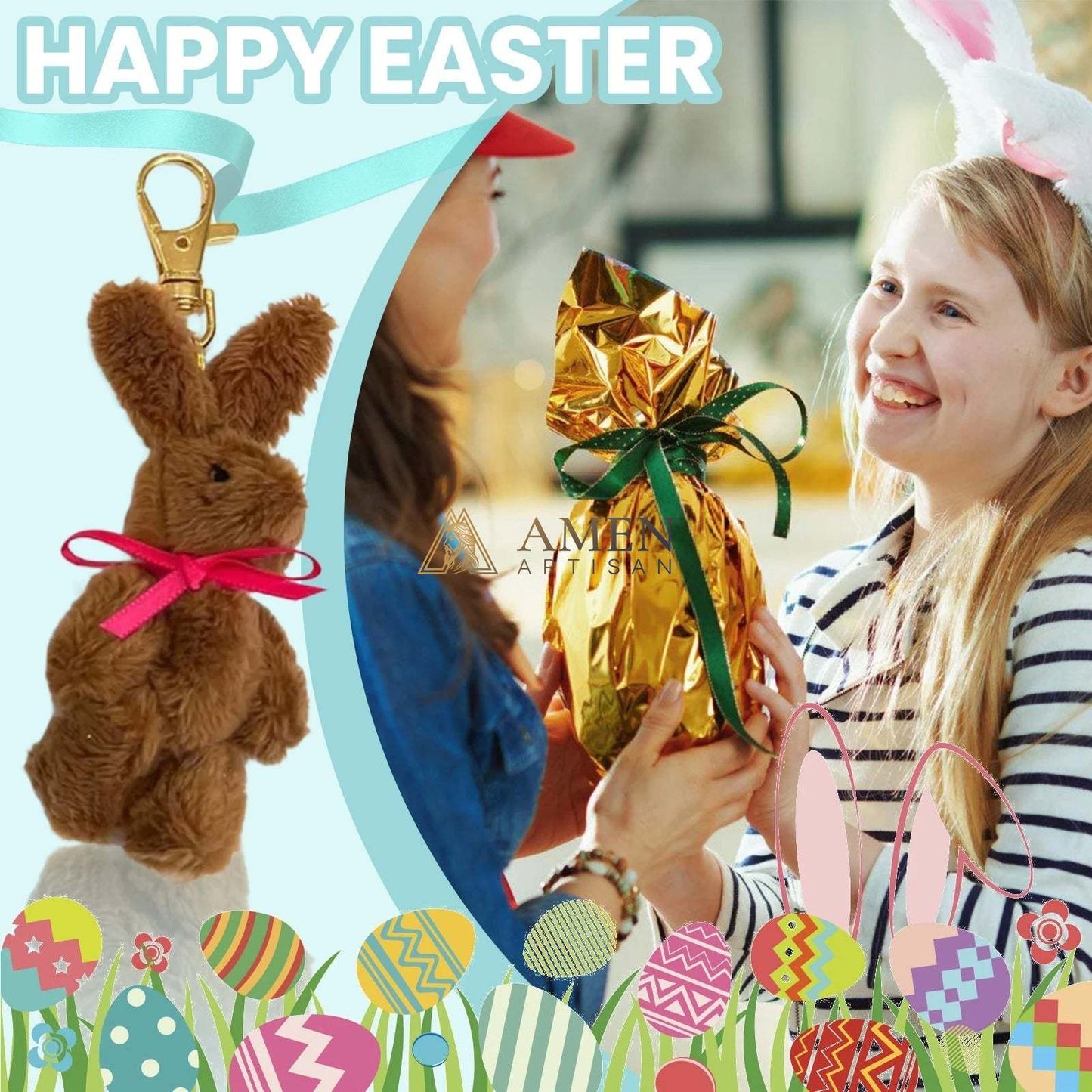 Cuddly Bunny Pocket Hug Charm Amen Artisan