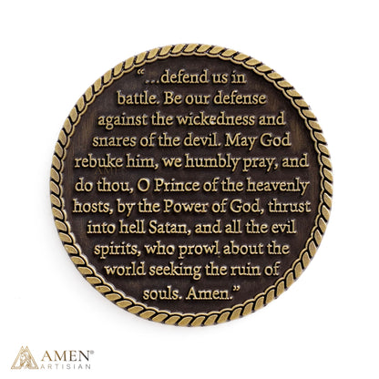 【DEAL TODAY】St. Michael the Archangel Challenge Coin with Prayer Text | Amen Artisan