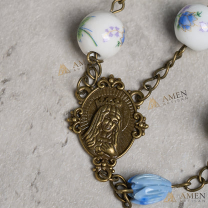 Flowers and Plants Ceramic Rosary Amen Artisan