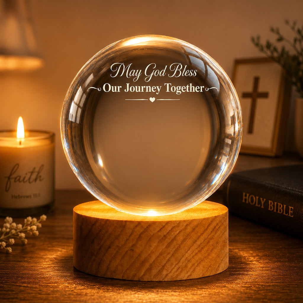 Personalized Photo Crystal Night Light with Custom Quote and Names