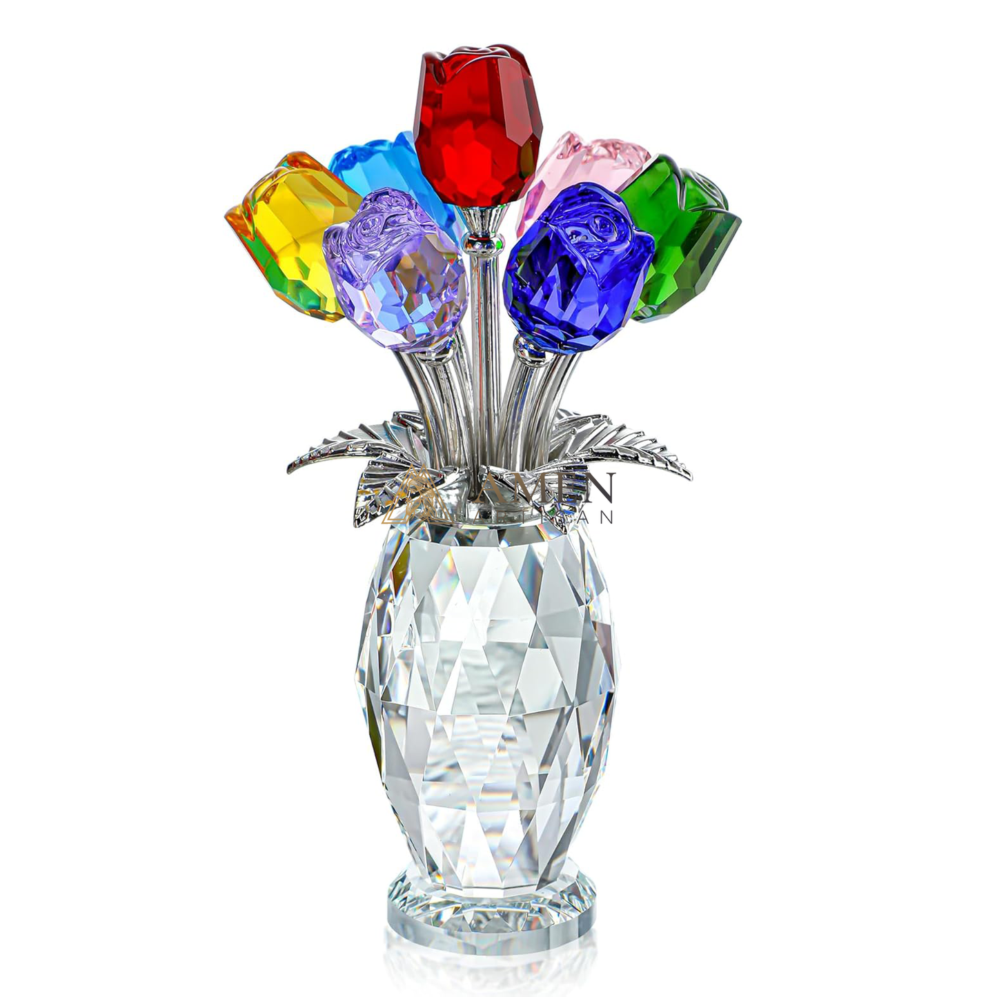 Crystal Colored Rose Figurine  Amen Artisan