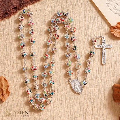Sparkling Rhinestone Bead Rosary with Marian Medal — Devotion