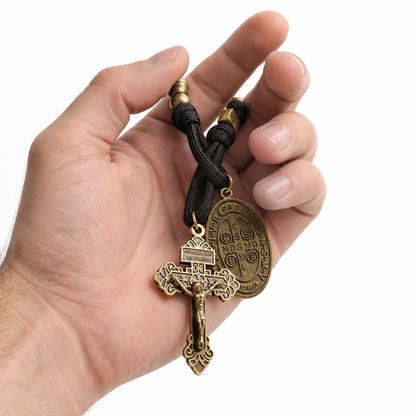 A Prayerful Reminder of Protection — St. Benedict Bronze Bead Pocket Rosary