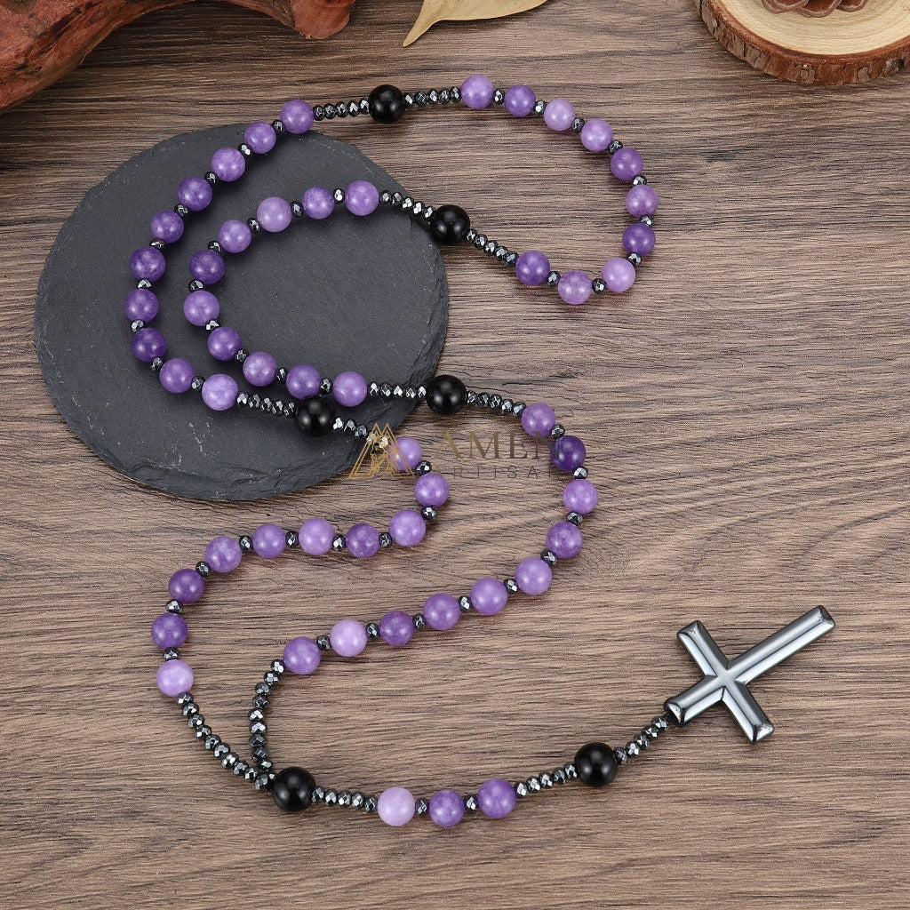 Purple Dream Cloud Cross Rosary Amen Artisan
