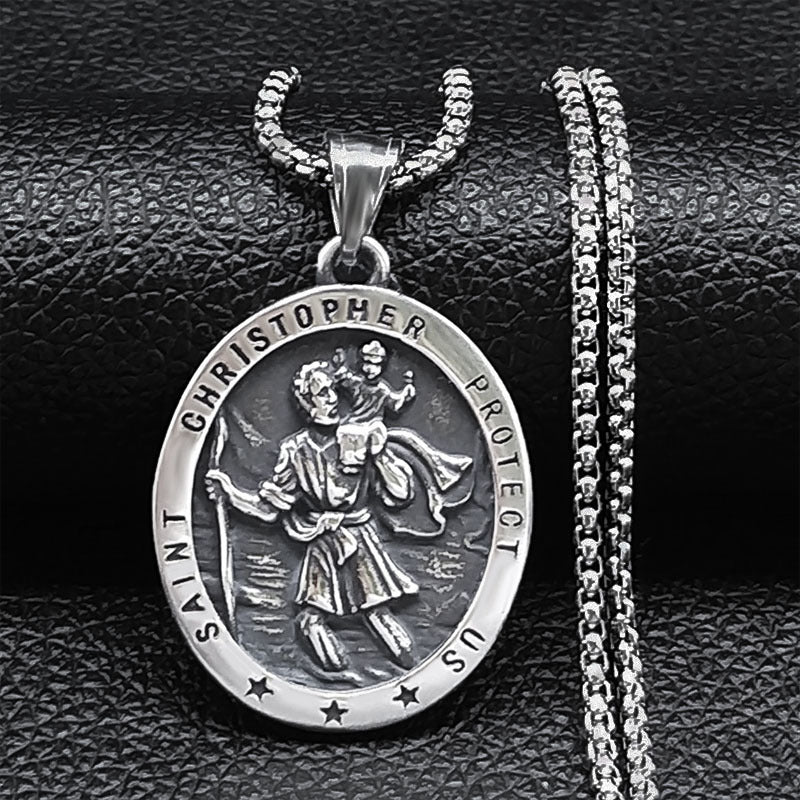St. Christopher Traveler Medal Necklace