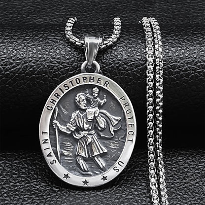 St. Christopher Traveler Medal Necklace