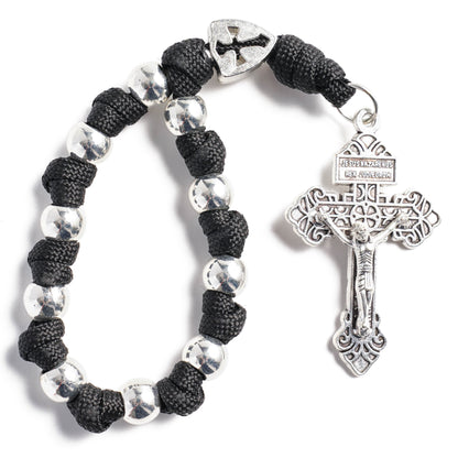Military-Grade Paracord Pocket Rosary with Antique Bronze Beads Amen Artisan