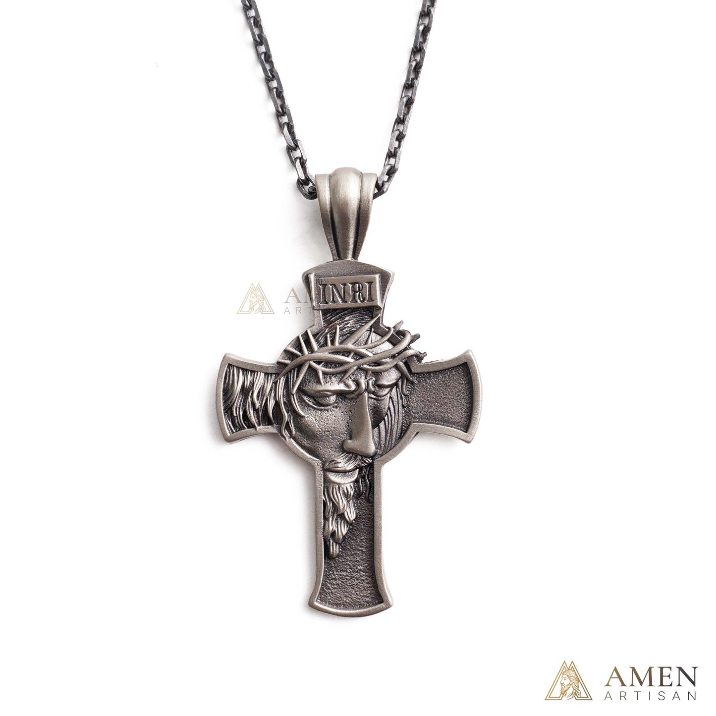 【Deal Today】Jesus Crown of Thorns Cross Pendant with Chain | Amen Artisan