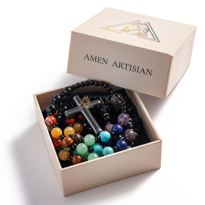 Multicolor Cross Rosary Amen Artisan