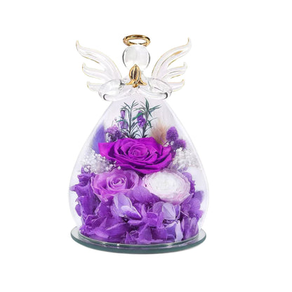 Little Angel Glass Dome with Preserved Rose Amen Artisan