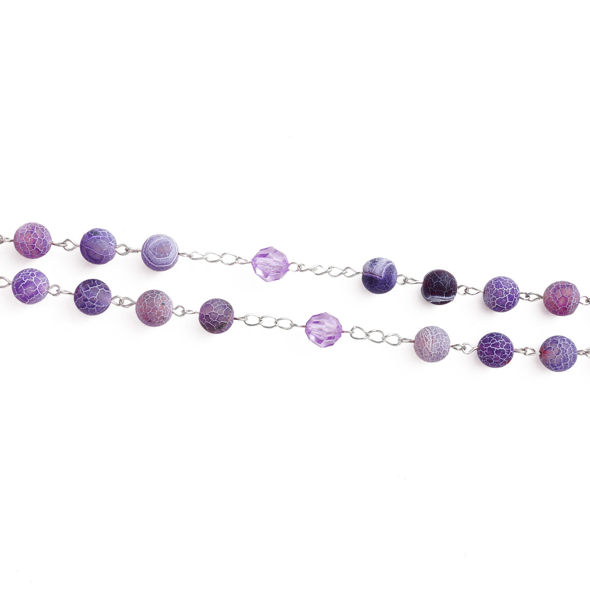 Our Lady Purple Natural Stone Rosary — Miraculous Medal & St. Benedict Crucifix