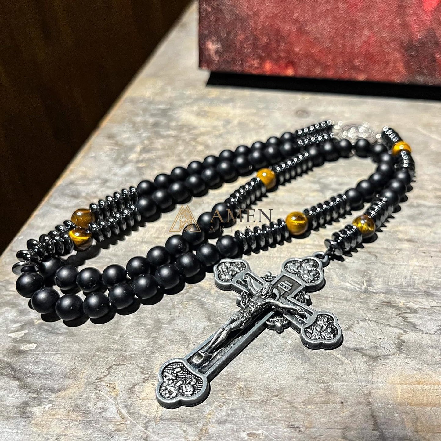 Crucifix&Saint Benedict Rosary Amen Artisan