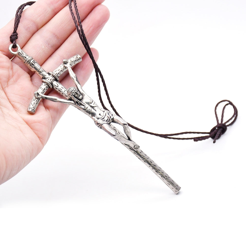 $0.99 Deal Crucifix Pendant with Weathered Cross & Sorrowful Christ Detailing
