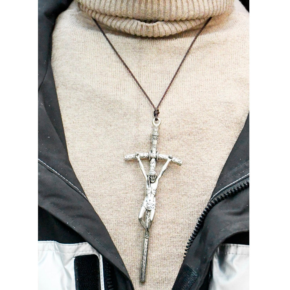 $0.99 Deal Crucifix Pendant with Weathered Cross & Sorrowful Christ Detailing