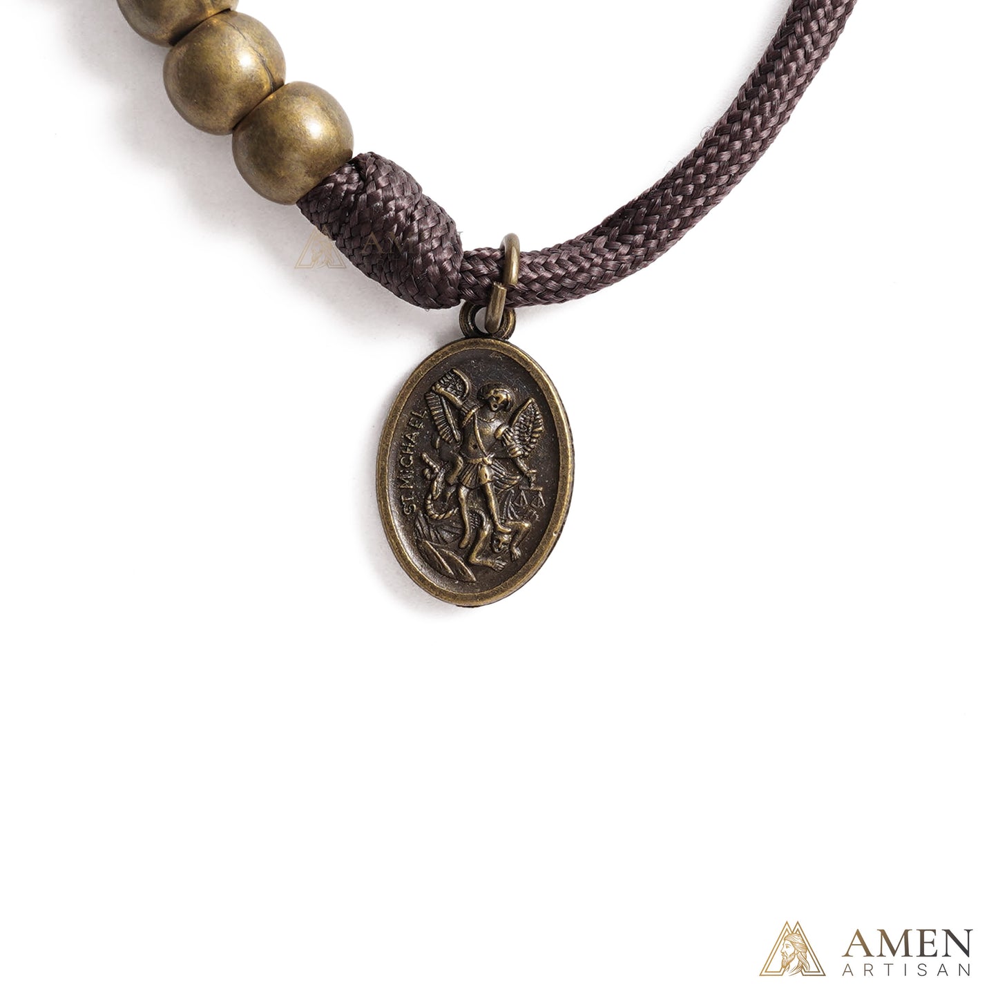 Brown Braided Prayer Bracelet with Antique Bronze Beads — Blessing