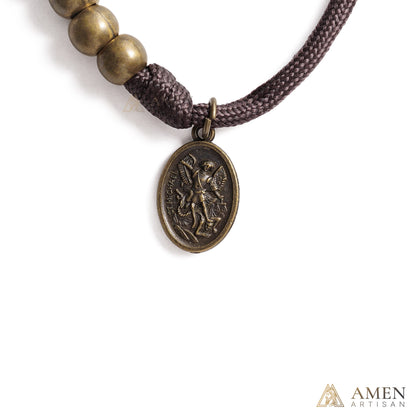 Brown Braided Prayer Bracelet with Antique Bronze Beads — Blessing