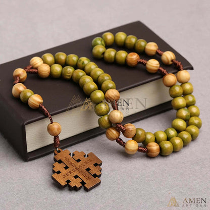 Wooden Cross “Jerusalem” Rosary Amen Artisan