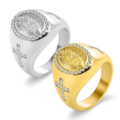 Guadalupe Cross Inlaid Ring Amen Artisan