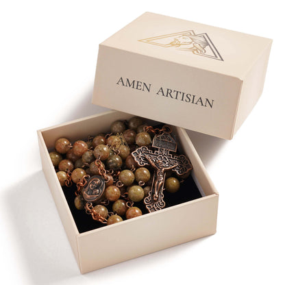 Flower Green Jasper Rosary Amen Artisan