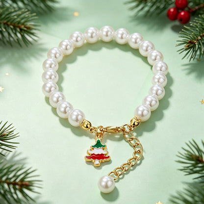 【DEAL TODAY】Christmas Pearl-Style Charm Bracelet