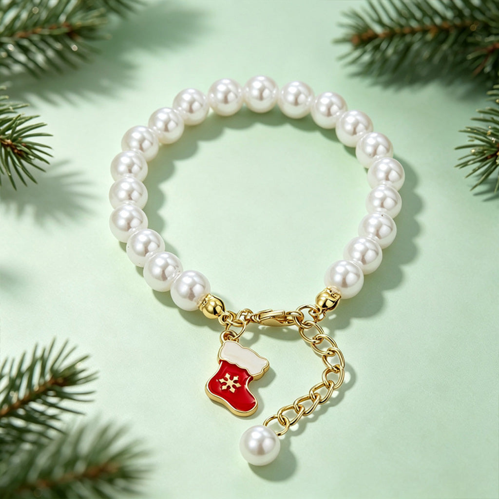 【DEAL TODAY】Christmas Pearl-Style Charm Bracelet