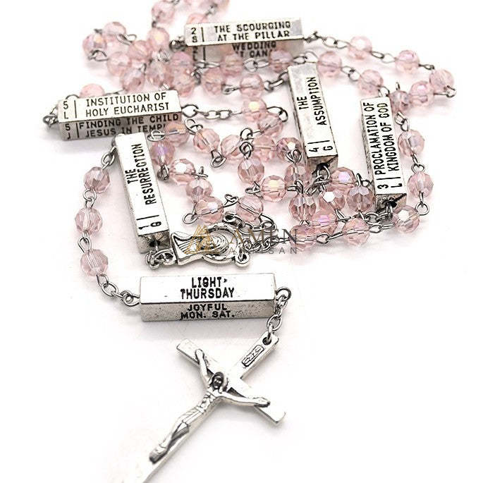 Barra misteriosa grabada del Rosario de los Misterios