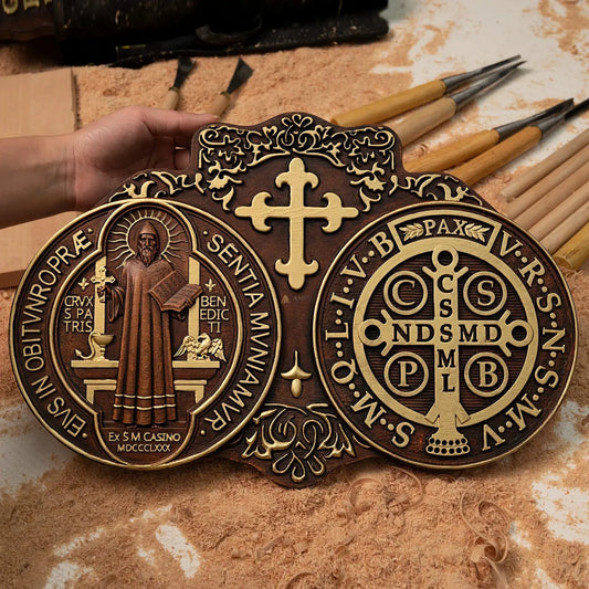 Saint Benedict Medal Wood Carving