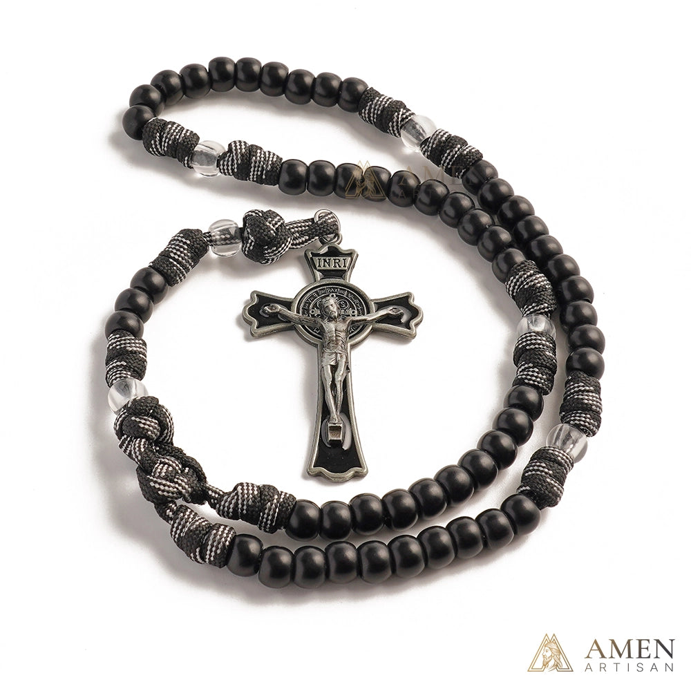 【Deal Today】Tactical Paracord Rosary — Matte Black Beads, Military-Grade Strength, Warrior’s Faith