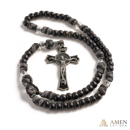 【Deal Today】Tactical Paracord Rosary — Matte Black Beads, Military-Grade Strength, Warrior’s Faith