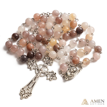 Purple Golden Silk Jade Rosary Amen Artisan
